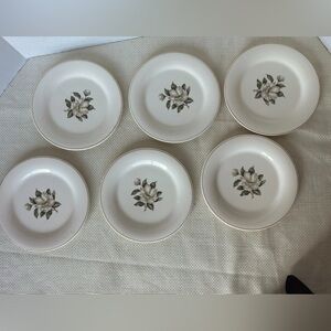 Lofisa Vintage Set Of 6 Plates White Flowers Gold Rim 7.5 Inches